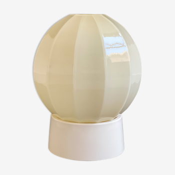 Plafonnier Thabur beige Art Déco, globe lumineux en verre