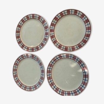 4 assiettes art deco modèle carola motif quadrillage Villeroy & Boch