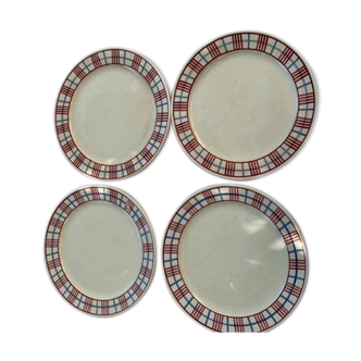 4 assiettes art deco modèle carola motif quadrillage Villeroy & Boch
