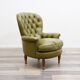 Fauteuil Chesterfield en cuir vert olive