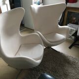 2 white felt egg chairs