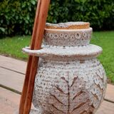 Pickle pot with pliers, varnished leaf pattern, 60's years