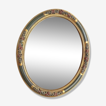 Miroir ovale bois et dorure