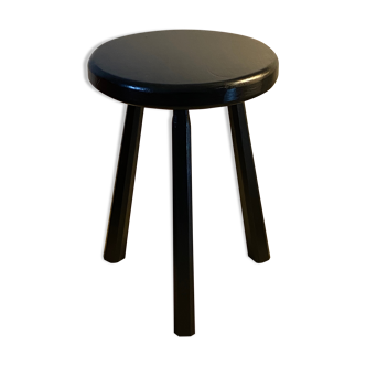 Tabouret d’atelier tripode en bois noir