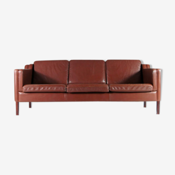 Danish vintage retro sofa in Scandinavian teak Stouby leather