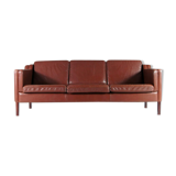 Danish vintage retro sofa in Scandinavian teak Stouby leather