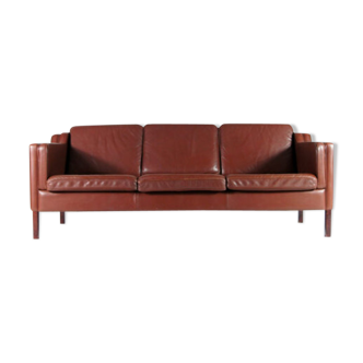 Danish vintage retro sofa in Scandinavian teak Stouby leather