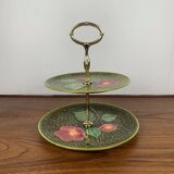 2-tiered majolica server/tray, Sarreguemines, early 20th century