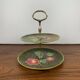 2-tiered majolica server/tray, Sarreguemines, early 20th century