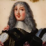 Antique 17th century marble painting, portrait of a South American nobleman