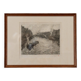 Gravure René Pinard Bras de la bourse du Pont de la poissonnerie Nantes