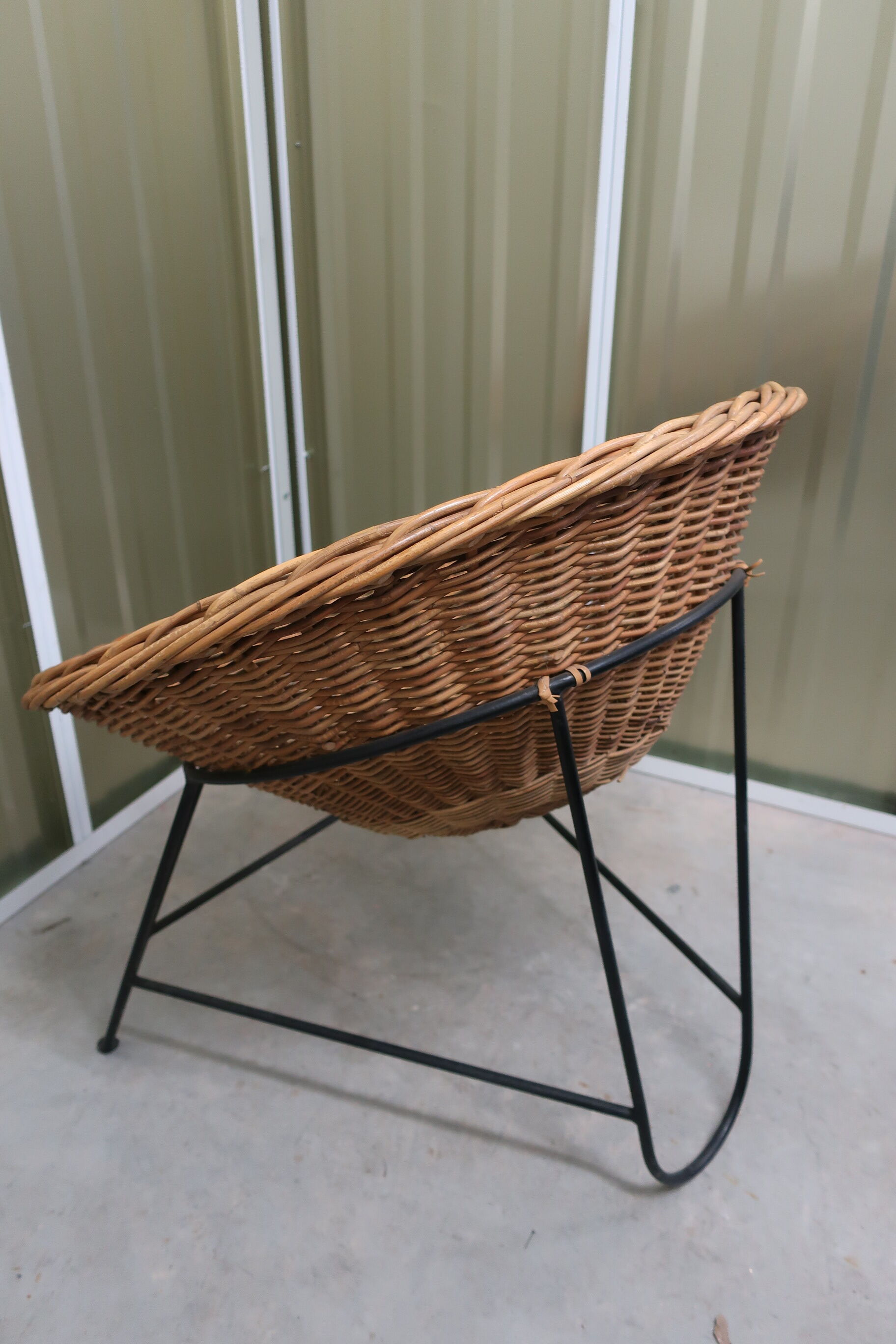 1960s rattan basket armchair