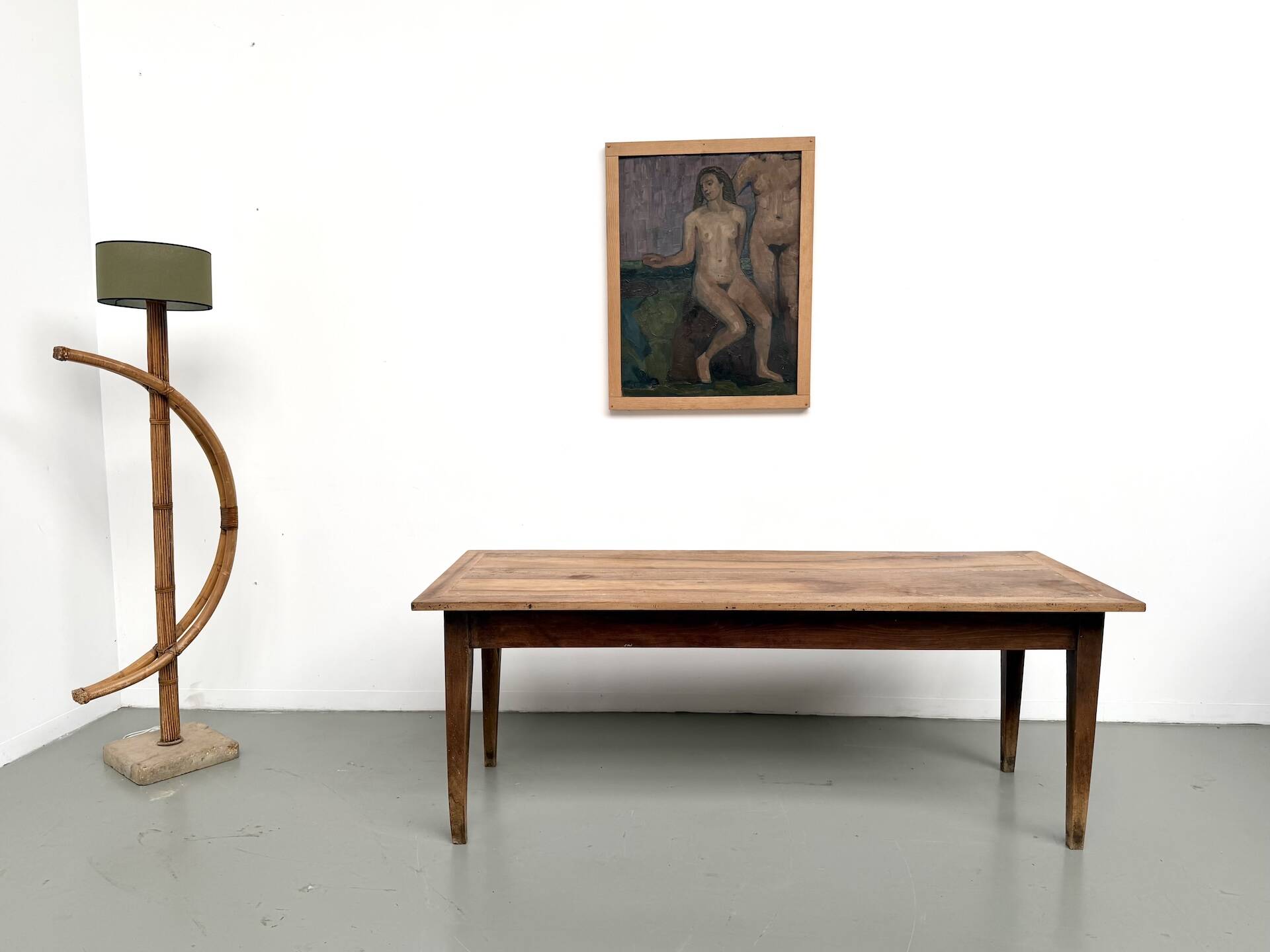 Solid walnut farmhouse table, 1950s.
