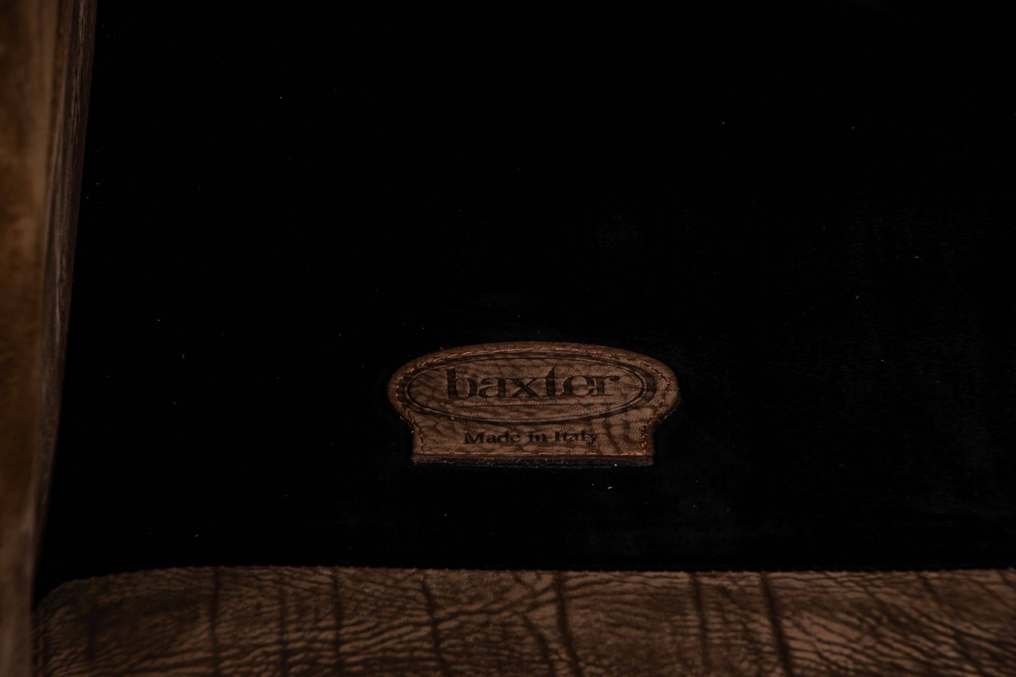 Mickey armchairs by Baxter Italy in Nabuk camel leather, circa 1998