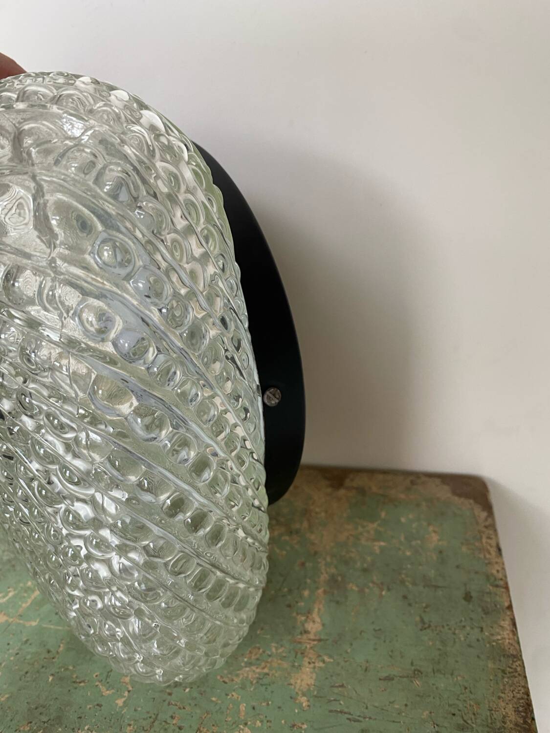 Plafonnier applique en verre dépoli 70's