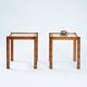Table d'appoint Art Déco en chêne sculpté, style bambou, verre taillé, ensemble de 2