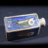 Antique Qajar Pottery Fish Vase Glazed Ceramic Hand Painted Antique Tea Bottle
