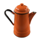 Orange and black enamelled sheet metal coffee maker