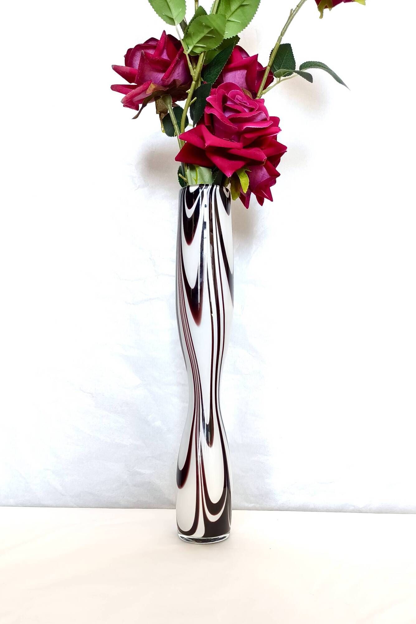 Purple and White Murano Glass Vase “Wave” by Carlo Moretti, Italy 1970s