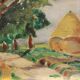 Ancient landscape painting signed