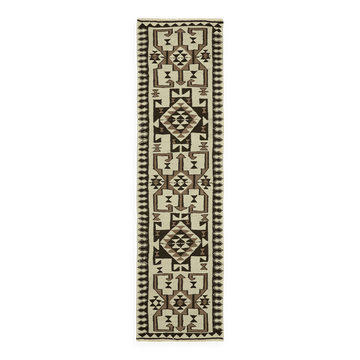Turkish Handwoven Vintage Herki Kilim 92 cm x 325 cm
