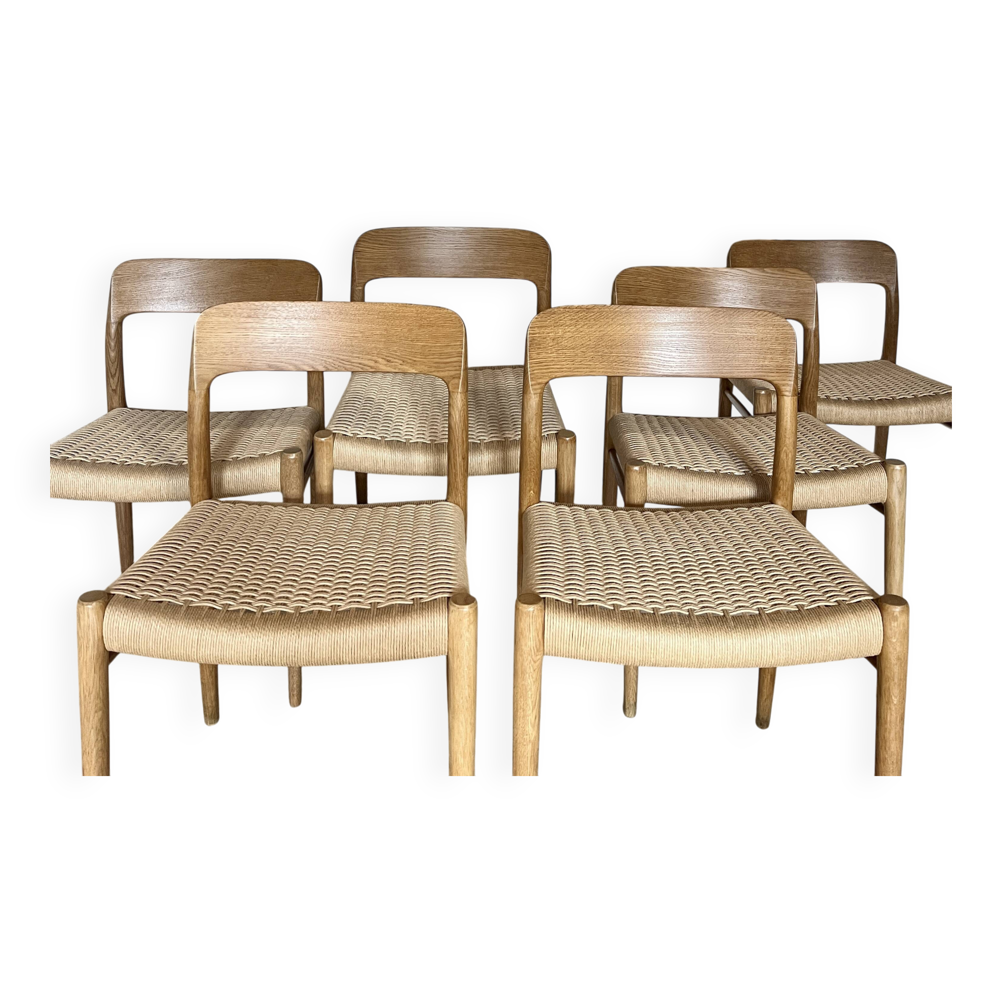 Lot de 6 chaises Niels Otto Moller n° 75 en chêne
