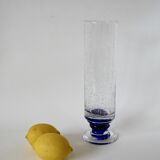 large glass vase by Biot with blue feet 1970