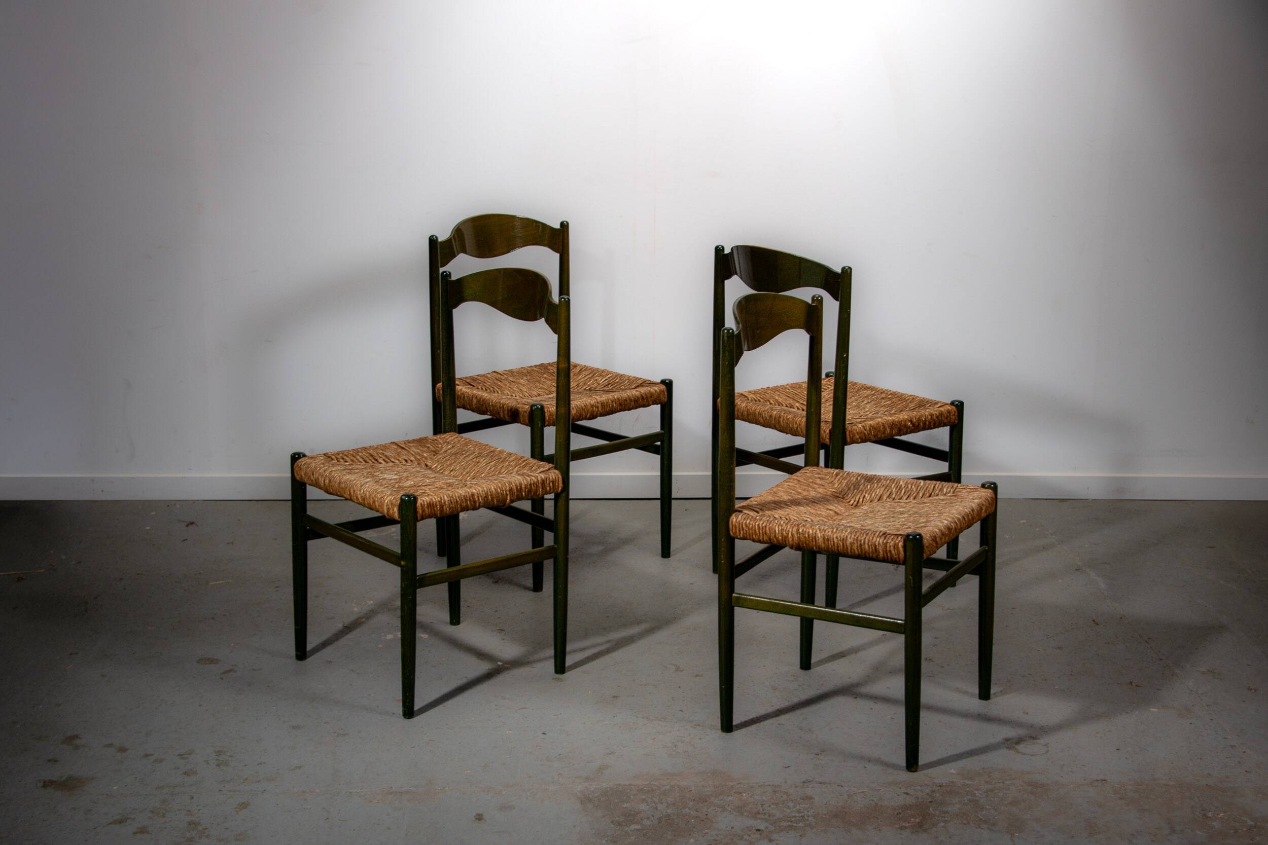 Green beech and rush dinning chairs