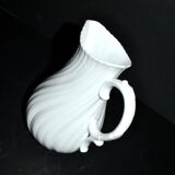 Antique Sarreguemines porcelain pitcher, plain Viennese pattern