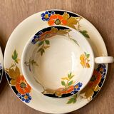 Set of 6 cups and under cups in earthenware