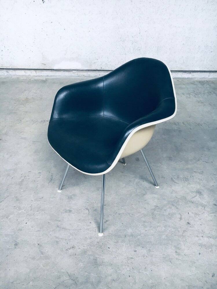 Mid-Century Black Leather Dax Armchair by Charles & Ray Eames for Herman Miller, 1960s