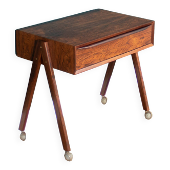 Table de couture danoise en palissandre par Severin Hansen pour Haslev Moelsnedkeri Table d'appoint Lampe Table