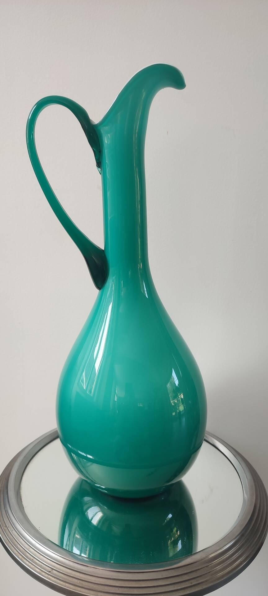 Vintage double glass vase-jug from Empoli (38 cm)