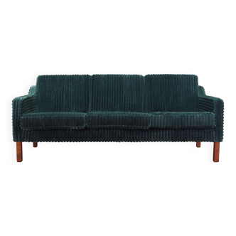 Green velour sofa, Danish design, 1970s, production: Denmark