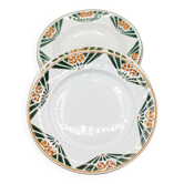 Set of 3 soup plates and 2 flat plates - French - Vintage - Shabby Countryside