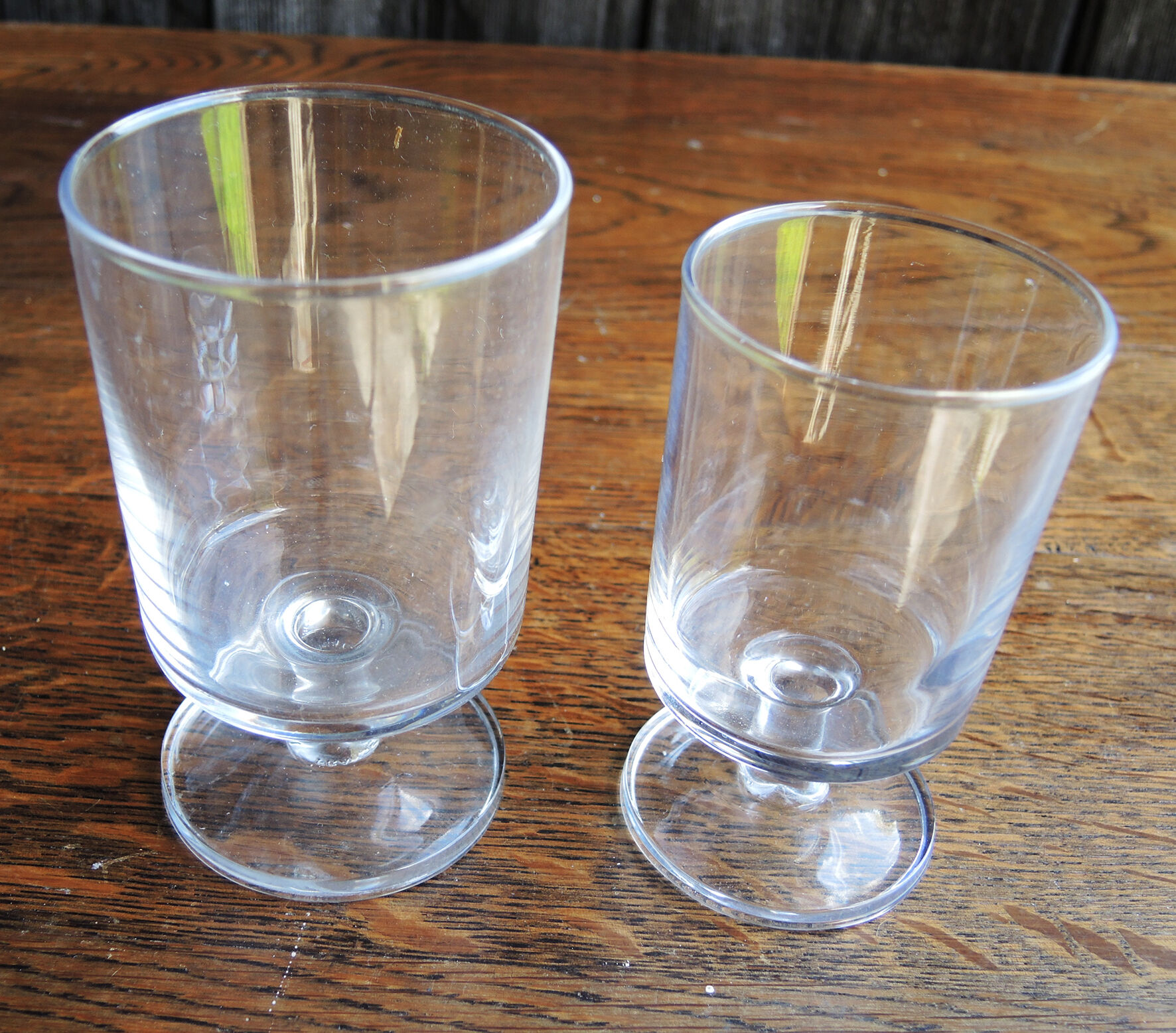 6 old luminarc transparent foot glasses