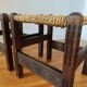 Pair of handcrafted stools from Friuli in carved wood, Italy, circa 1960.