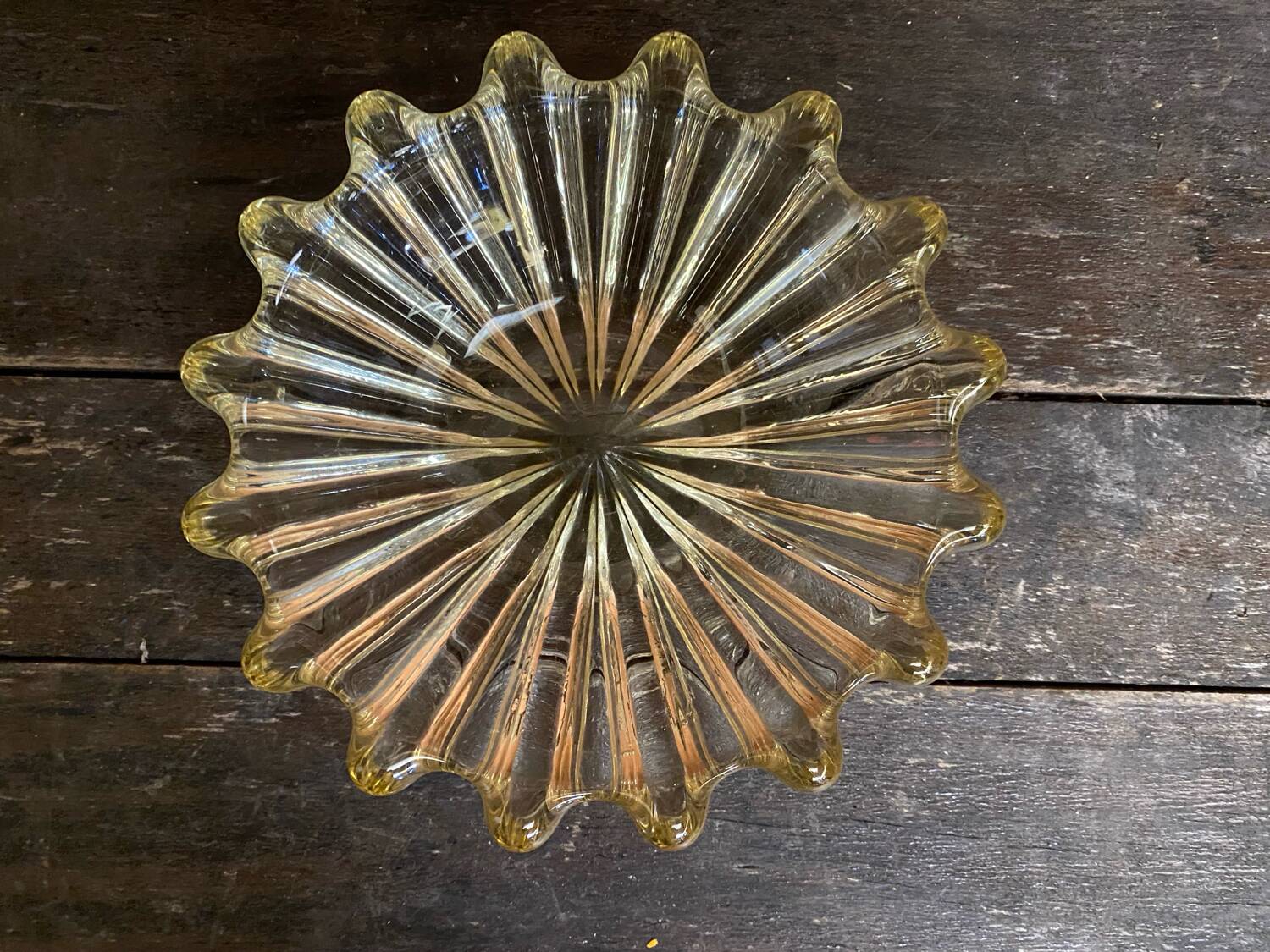 Vintage Murano Yellow Blown Glass Bowl #D527