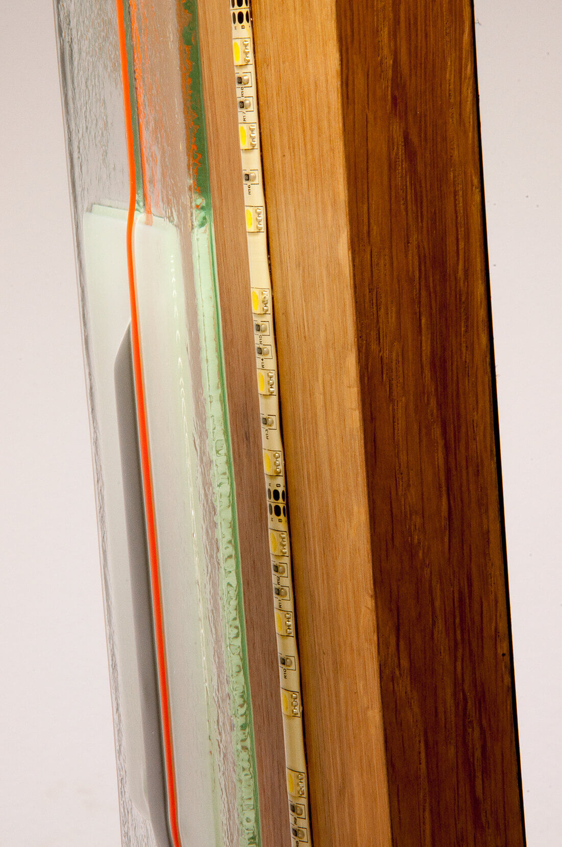 Glass and wood desk lamp by William Olivier