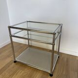 USM Haller Glass and Light Grey 1/2 Side Table