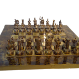 Chess game board glass metal figurine