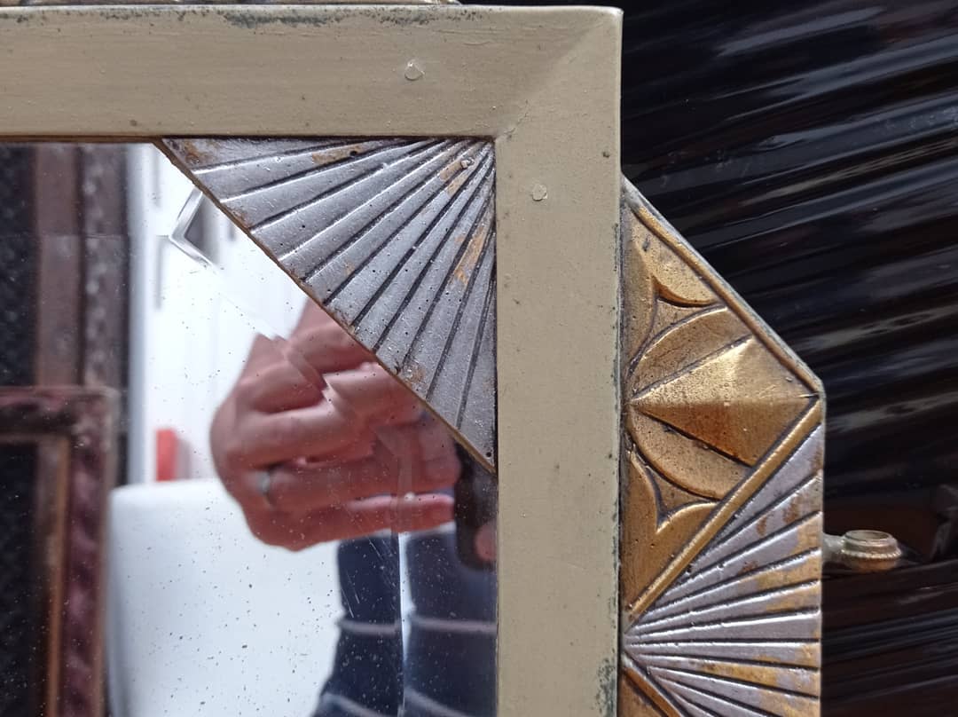 Gilded and silver art deco mirror 72x45cm