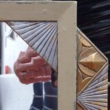 Gilded and silver art deco mirror 72x45cm