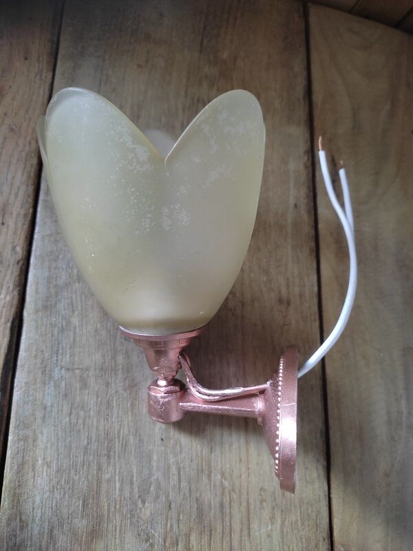Wall lamp tulip paste frosted glass cast iron pink copper