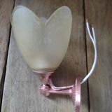 Wall lamp tulip paste frosted glass cast iron pink copper