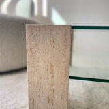 Table en verre et travertin