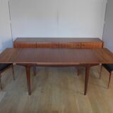 Dining table in rectangular teak extendable Scandinavian design