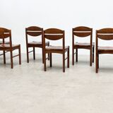 Set of six brutalist french dining chairs.