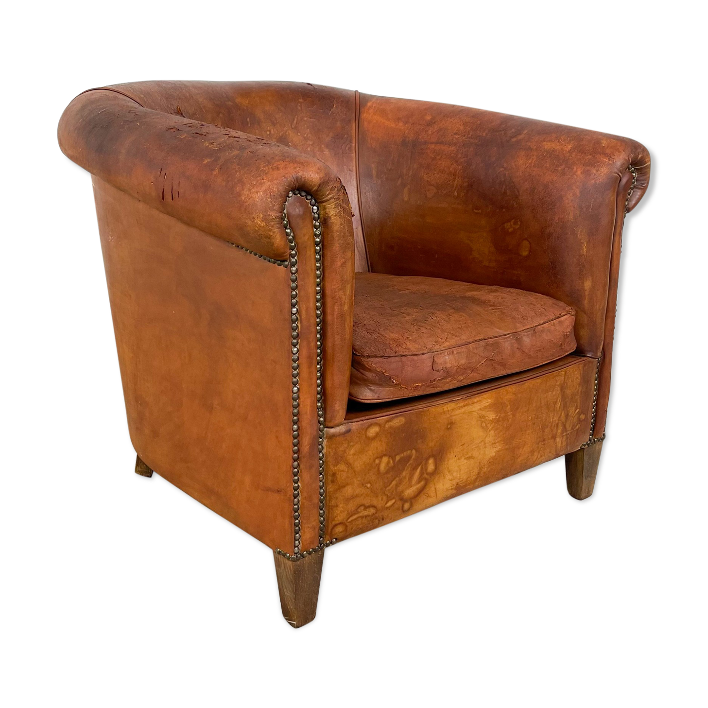 Vintage sheep leather club chair Aalten