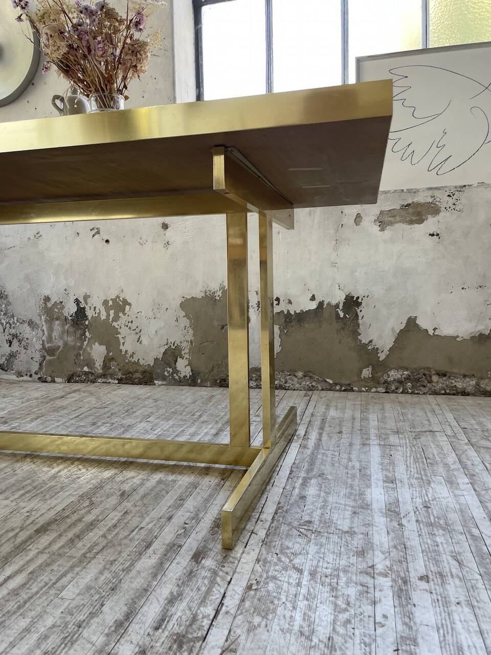 Brass table 1970 Italian lacquer